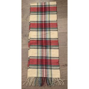 Cashmere Scarf 12"x64" Red Tartan Plaid Fringe Hand Tailored Made In Germany